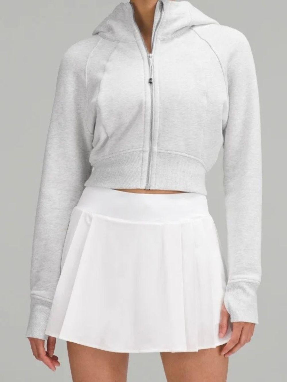 Lululemon Scuba Full Zip Cropped Hoodie Sz 2 Grey Athletic Activewear Gym Yoga
